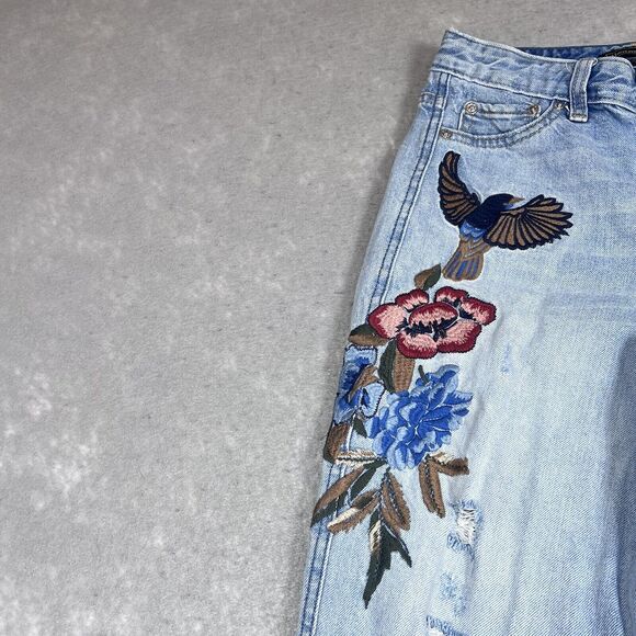 Abercrombie & Fitch Jeans SZ 25 Annie Girlfriend Floral Embroidered Distressed - Picture 4 of 16